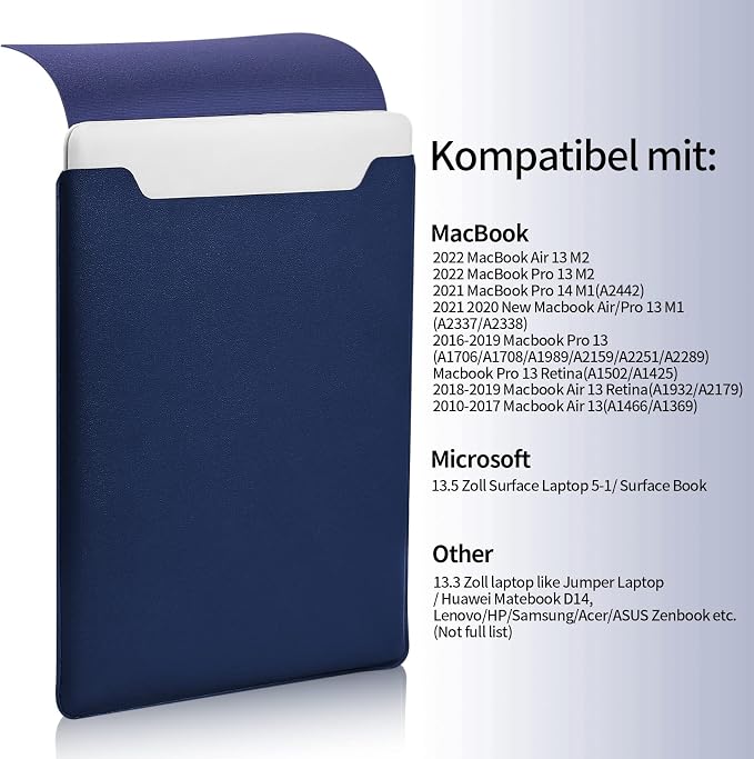 13.3-14 Inch Laptop Sleeve - Thin & Padded Case Compatible with 14" (2022), 13.3" (2015) Models | Portable Blue Protective Sleeve (Blue, 13.3-14 Inch)