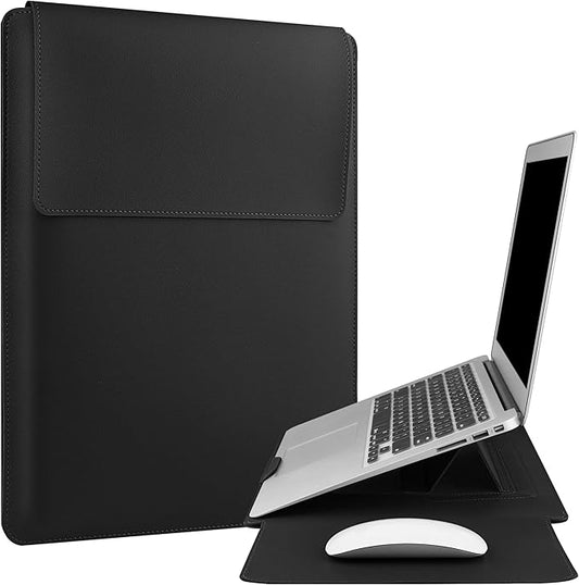 HoYiXi 13.3'' /13.6'' Laptop Sleeve Case Leather Bag with Stand Compatible with MacBook Pro 14/MacBook Air 13(M1 M2)/13.3'' Yoga/Dell XPS 13/HP/Matebook 14'' Laptop case, Black