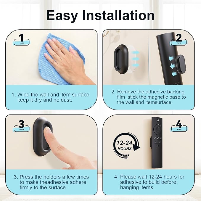 Magnetic Silicone Remote Control Holder Wall Mount for TV Fan 6 Pack Black | Upgraded Silicone Remote Caddy, Self-Adhesive, Remotes Control Organizer Storage, Home Office Air Conditioner Remote Holder