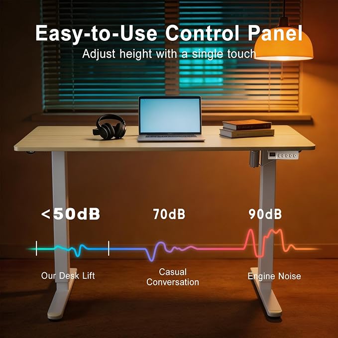 Electric Height Adjustable Desk, 40x24 Inches Standing Desk with 3 Memory Presets & Child Lock, Quiet Motor, Industrial Steel Frame, for Clean Computer Workstation or Editing Desk,White