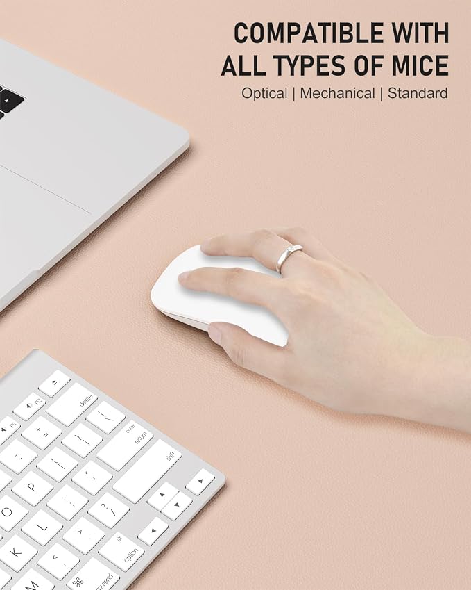 Desk Pad, 35.5" x 17" PU Leather Non-Slip Desk Mat Large Mouse Pad for Desktop, Waterproof Laptop Computer Writing Mat for Office, Home, Work, Gaming, Flesh Pink