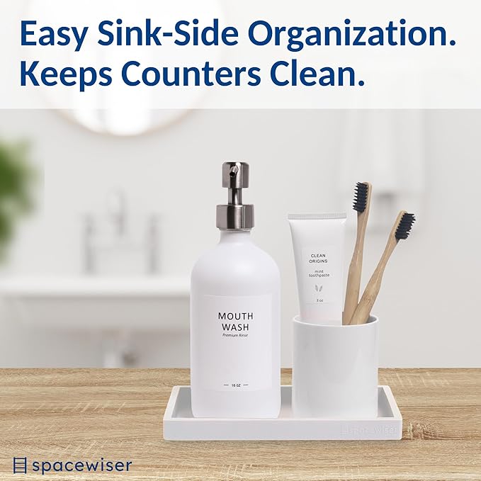 Countertop & Vanity Silicone Tray - Small 7.7" Kitchen Soap Tray | Kitchen Sink Soap Tray, Dish Soap Tray for Kitchen Counter, Bathroom Tray, Silicone Soap Dispenser Tray & Sponge Holder