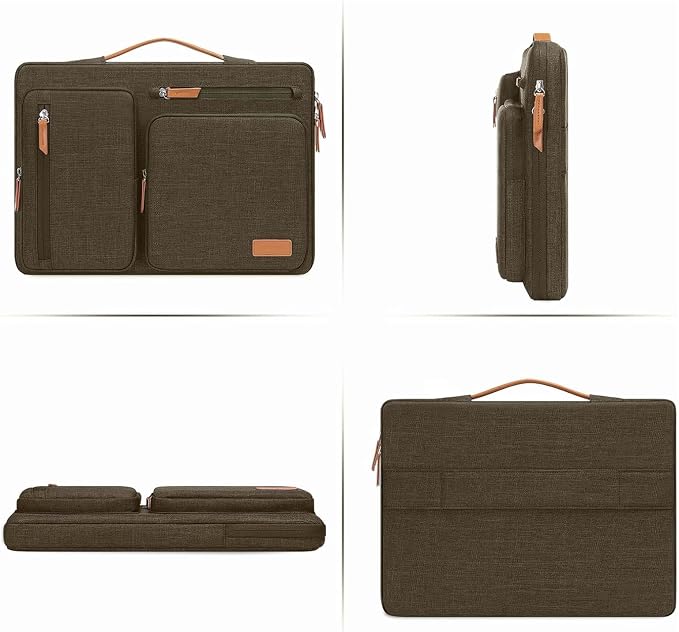 MOSISO 360 Protective Laptop Case 16 inch, 15-15.6 inch Laptop Sleeve Compatible with MacBook Pro 16, HP Acer Dell Lenovo ASUS, Side Open Carrying Case with 4 Zipper Pockets&Handle,Carob Brown