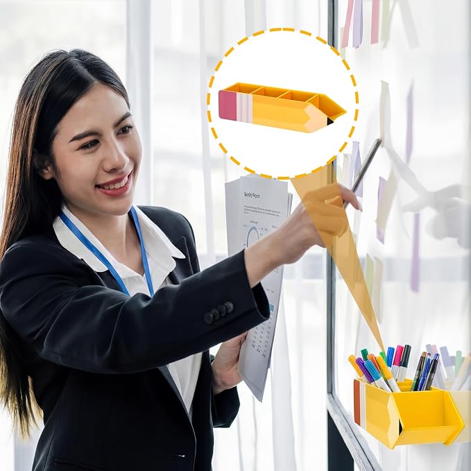 Magnetic Teacher Pencil Holder Gift Personalized Name Pen Holder for Whiteboard Magnetic DIY Teacher Desk Organizer Container Decor for Classroom School Office Supplies(Pencil)