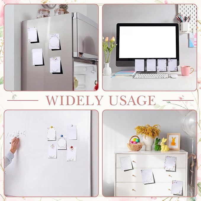 Chiisong 12 Pack Wildflower Sticky Notes Floral Sticky Notes, Self-Stick Note Pads Flower Memo Pads for Journal Planners Office Home Stationery Gift Meeting Office Supplies
