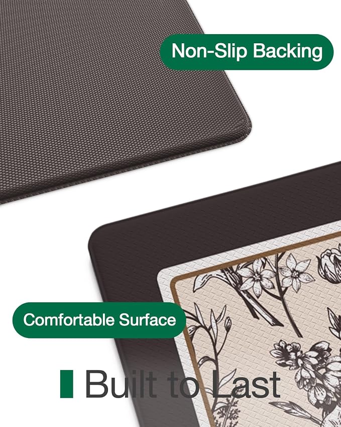 LUMI Anti Fatigue Kitchen Cushioned Mat for Floor, Padded Waterproof Runner for Standing, Stain Resistant Comfort Rugs for Home, Sink, Laundry, 24x108