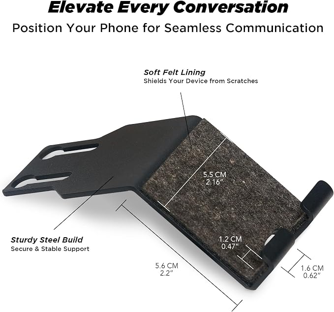 Moodular Phone Stand Add-On for Slide Rails, Do Not Use Alone | Accessory Only, Convenient Access, Hands-Free Viewing, Durable & Stable, Space-Saving, Metal, Felt-Liner, Black, MSA-PS