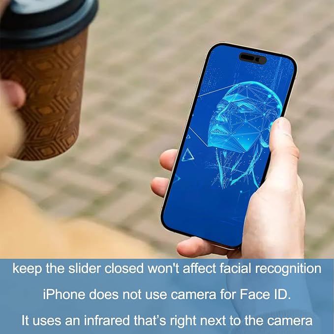 Front Camera Cover Compatible for iPhone 16/16Plus/16Pro/16Pro Max/15/15Plus/15Pro/15Pro Max/14Pro/14Pro Max,Webcam Cover Protect Privacy and Security,Not Affect Face ID, 2 Pack-Black