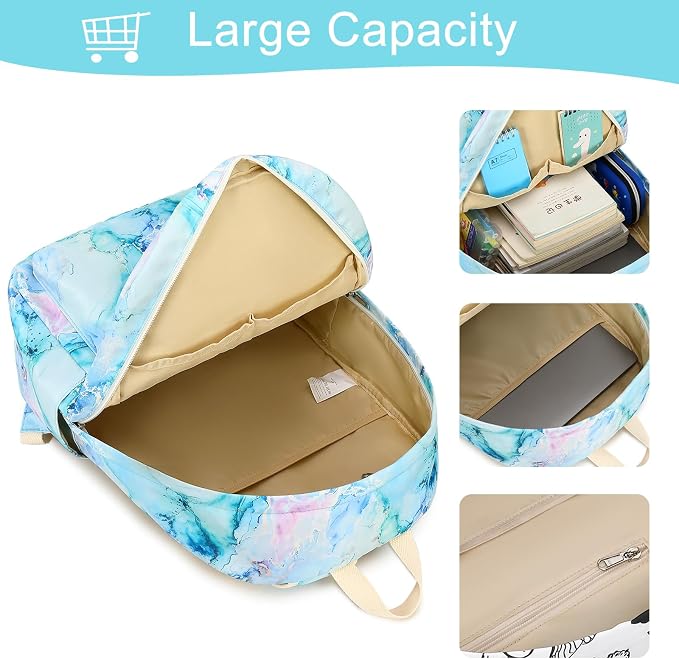 LEDAOU Backpack for Girls School Bag Kids Bookbag Teen Backpack Set Daypack with Lunch Bag and Pencil Case | Kids