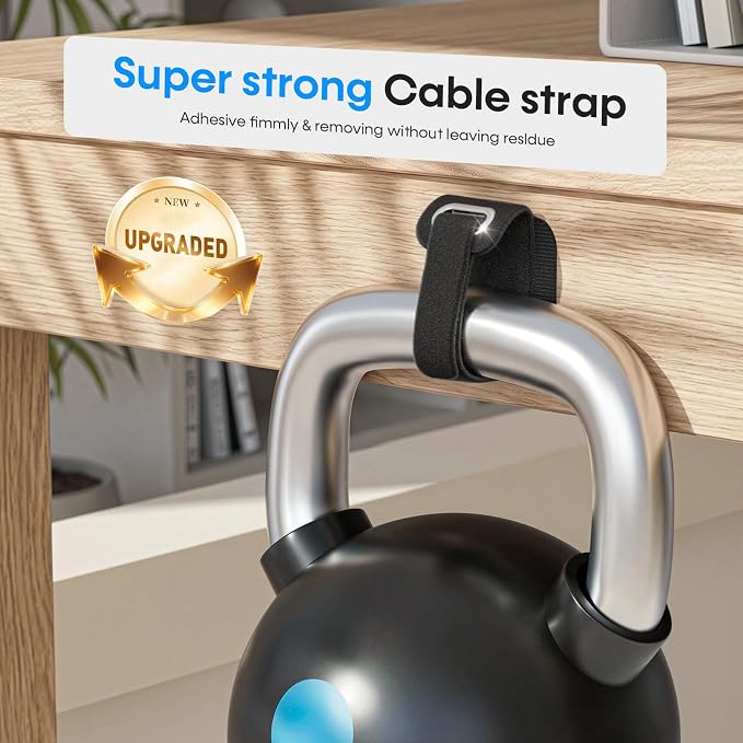Cable Management Under Desk, Large Bundle Cord+Power Strip Organizer-8 Pair | All Power Strip Compatible, Enhanced Grip Cord Organizer, Reusable Wire Clips Hider, Home Office Essentials