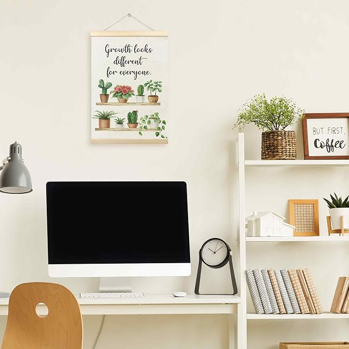 TLESKE Mental Health Poster Hanger Frame, Motivational Inspirational Hanging Wall Art Decor for Plant Lovers Therapy Counseling Office, Growth Looks Different for Everyone Wall Prints Picture, 12x16