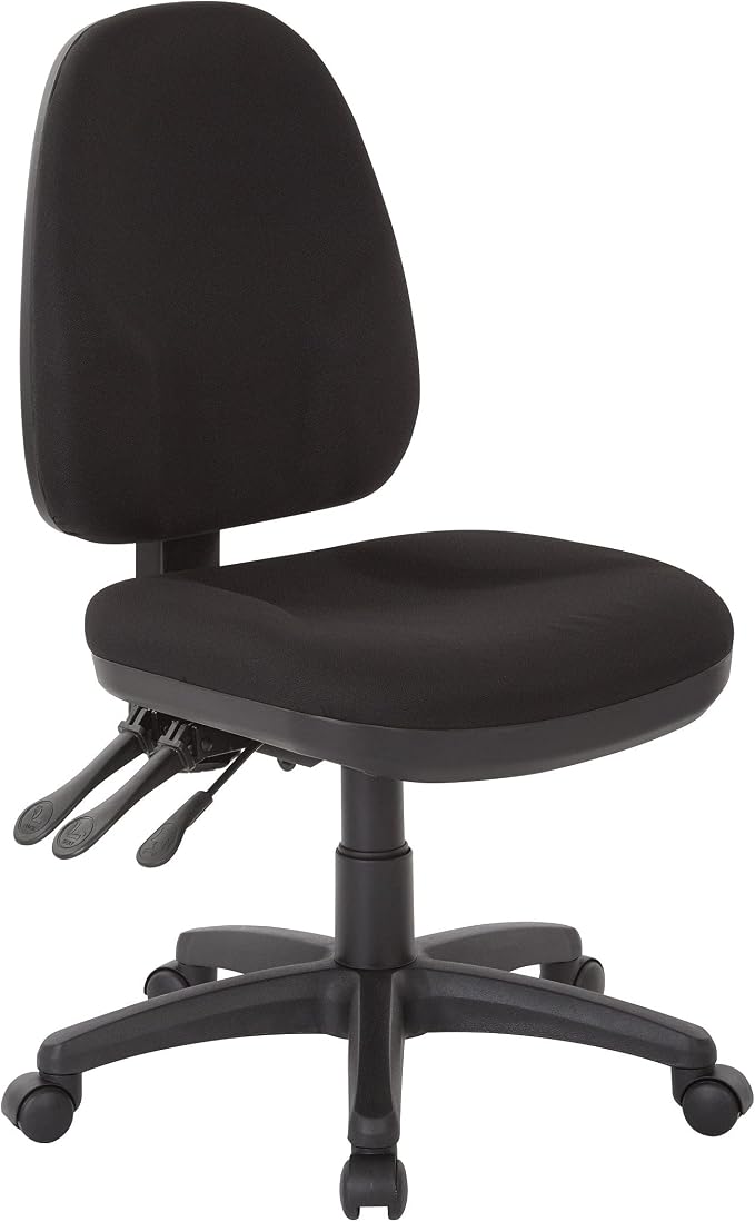Office Star Ergonomic Dual Function Office Task Chair with Adjustable Padded Back and Built-in Lumbar Support, Armless, Diamond Blue Galaxy Fabric