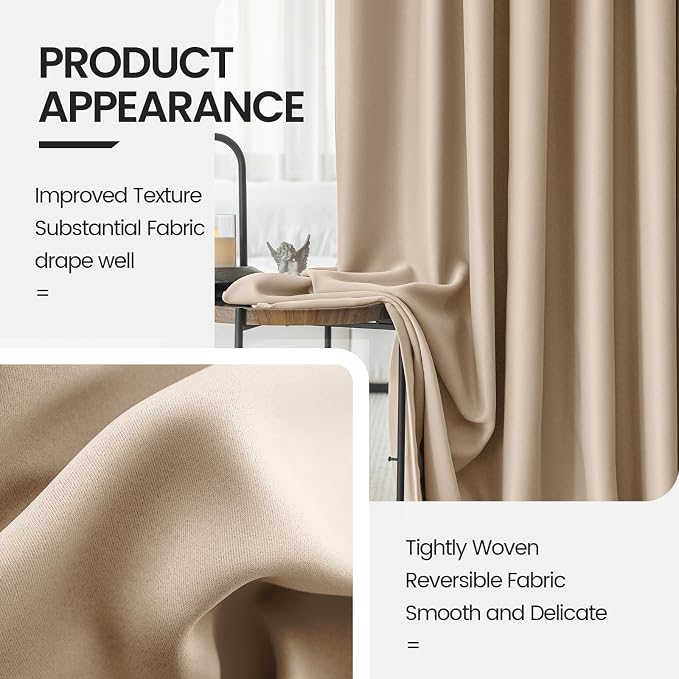 Cafe Curtains for Living Room Bedroom 2 Panels Sets - Room Darkening Curtains 72 Inches Long - Uv Light Blocking Heat Reducing Curtain for Energy Efficient Saving