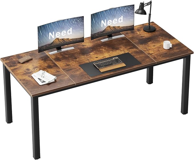 Need Large Computer Desk 70.8 x 31.5 inches Conference Table Large Office Desk Writing Table Workstation for Home Office,Rustic Brown AC3FB-180-ND