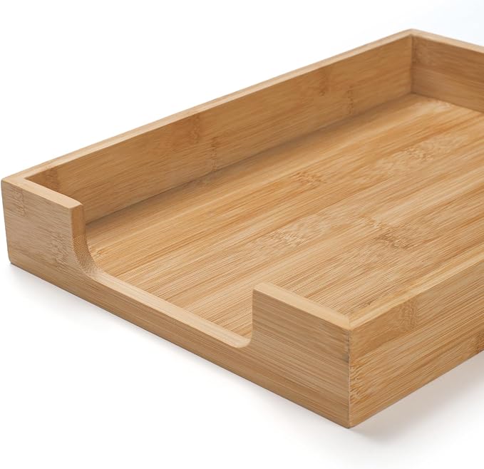 Bamboo Letter Tray, Wood Desk Tray, Wooden Desk Organizer, A4 Paper, Document, File, Mail, Magazine Storage Basket for Office, Classroom, Home Desktop