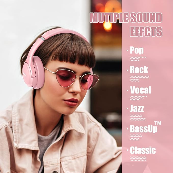 BERIBES Bluetooth Headphones Over Ear, 65H Playtime and 6 EQ Music Modes Wireless Headphones with Microphone, HiFi Stereo Foldable Lightweight Headsets, Deep Bass for Home Office Cellphone PC Ect.