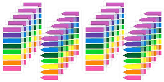 (2000 Pcs) Page Markers Bright Sticky Tabs, Translucent Small Sticky Notes Flags and Arrow Flags, Fluorescent Index Tab Stickers for Notebooks [8 Colors, 10 Sets] (Pack of 2)