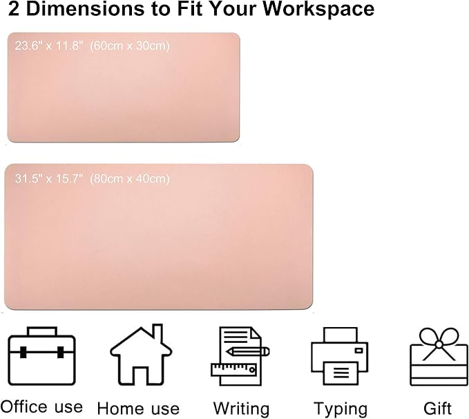 SUJAYU Dual Sided PU Leather Desk Pad, Mouse Pad, Office Desk Mat, Non-Slip Laptop Desk Pad, Waterproof Desk Writing Pad for Office and Home (31.5" x 15.7", Pink+Light Blue)