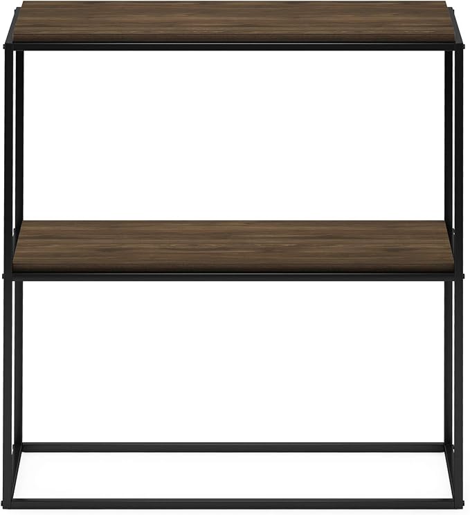 Furinno Moretti Modern Wide Stackable Metal Shelf, Columbia Walnut