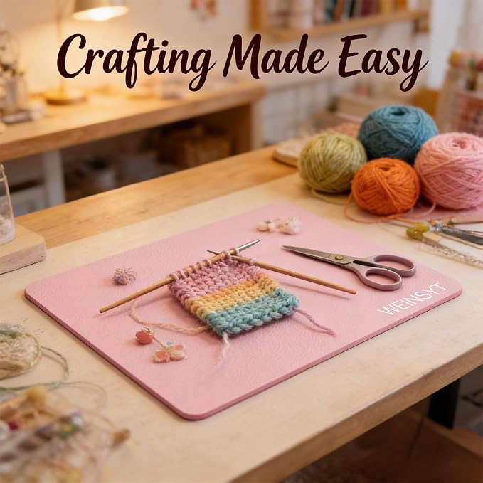 Dual-Sided Desk Protection Mat & Mouse Pad 2-in-1, 10" x 8.3" Waterproof PU Leather Desk Protector for Sticker Crafts, Office & Gaming - Non-Slip Base, Dusty Pink & Baby Blue