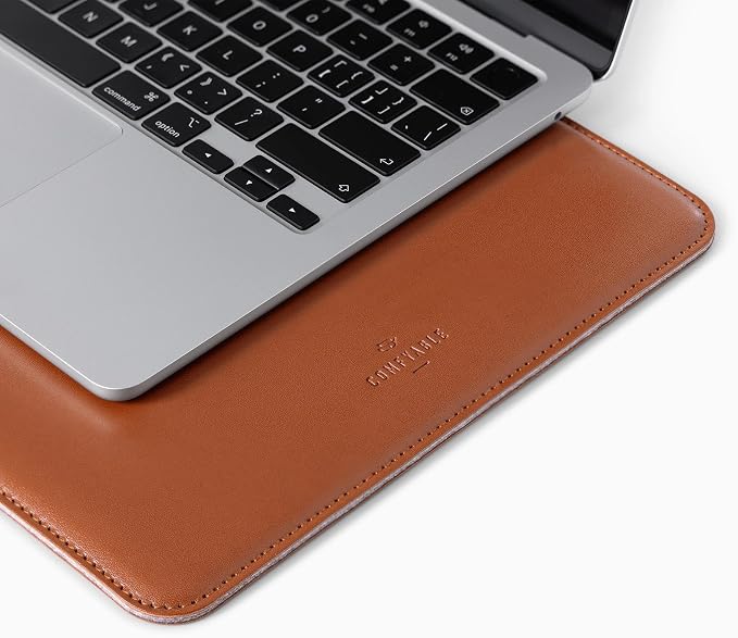 Comfyable Laptop Sleeve 13 Inch Precisely Compatible with MacBook Air M5 2026 & MacBook Pro/Neo A18, Faux Leather Cover Case, Brown