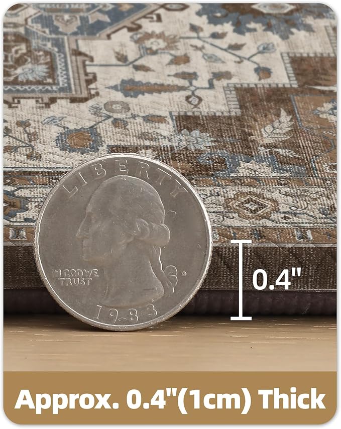 Color&Geometry Kitchen Floor Mat 24x59 Faded Vintage Anti Fatigue, Brown | 0.4in Cushion Standing Mat For Cooking/Working/Laundry, Boho Decor, Non Slip PVC Kitchen Rug, Oil/Water Proof, Anti Slip