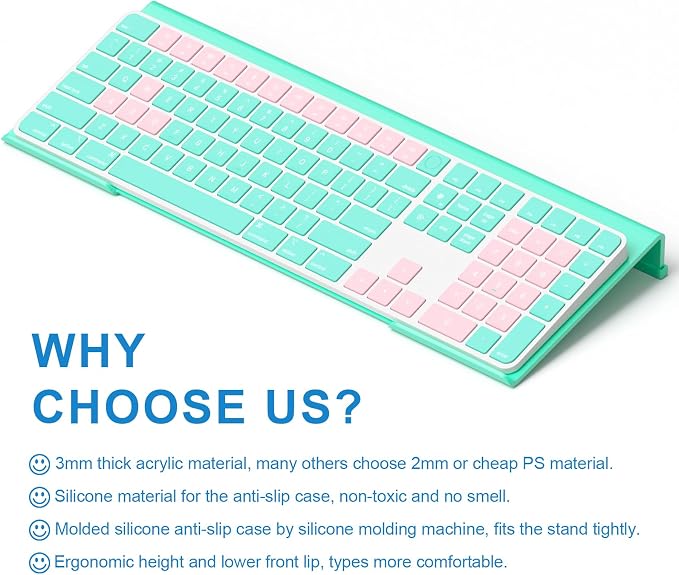 WINFFOR Comfortable Computer Keyboard Stand - Ergonomic Keyboard Riser Acrylic Tilted Keyboard Holder for Easy Typing&Working at Home Office - Fits All Keyboard Sizes - 17'' Wide (Lake Blue)