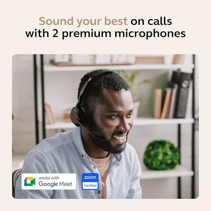 Jabra Evolve2 55 Mono Wireless Headset - Features AirComfort Technology, Noise-Cancelling Mics & Active Noise Cancellation - Works with UC Platforms Such as Zoom & Google Meet - Black