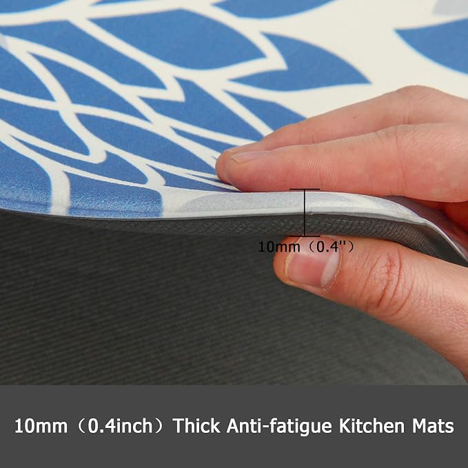 HEBE Anti Fatigue Kitchen Rugs Set of 2, Cushioned Kitchen Mats for Floor | Non Slip Washable Kitchen Runner Rug Set, Floral Stain Resistant Waterproof Comfort Mat Carpet for Sink, Standing Desk