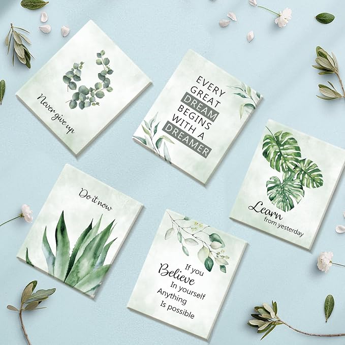 CHDITB Inspirational Plant Art Office Decor, Positive Affirmations Wall Decor, Botanical Canvas Motivational Framed Wall Art,Set Of 6(8x10 Inch) Eucalyptus Leaves Sage Poster For Classroom Home Decor