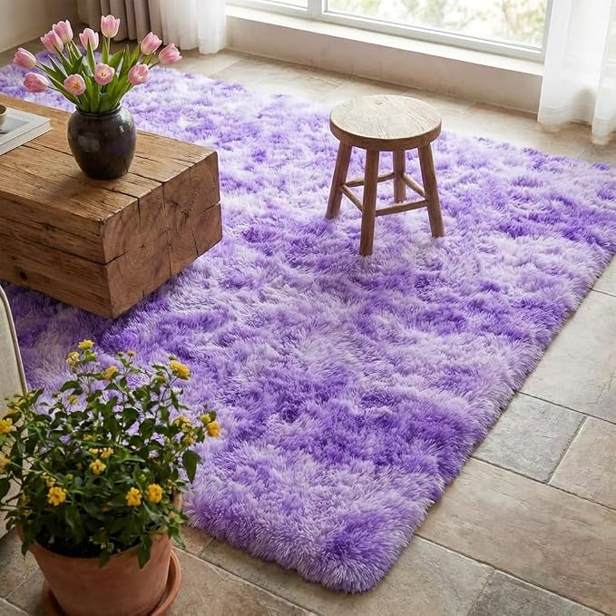 Mugorn Small Soft Shag Rugs for Bedroom, 4x6 Fluffy Area Rugs for Living Room