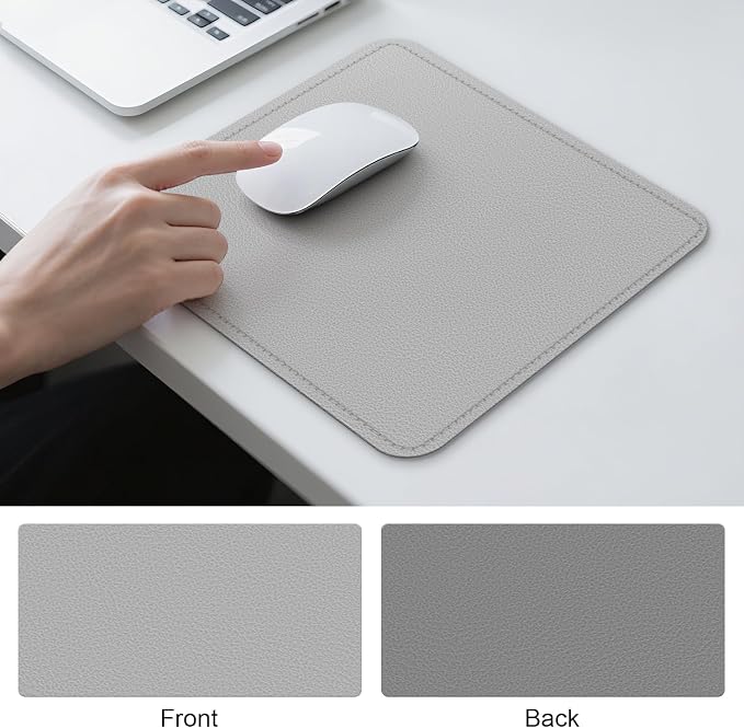 Dual Sided Leather Desk Mat - Waterproof Desk Pad - Ideal for Large Mouse Pad and Desk Mats on Top of Desks (Gray, 11"*8")
