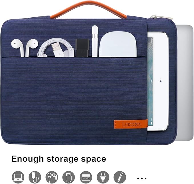 Lacdo 360° Protective Laptop Sleeve Case for 15 inch New MacBook Air M5/A3448 (2026), M4 A3241 2025, M3 A3114, M2 A2941 2024-2023, 15 inch MacBook Pro A1990 A1707, Computer Bag, Water-Resistant, Blue