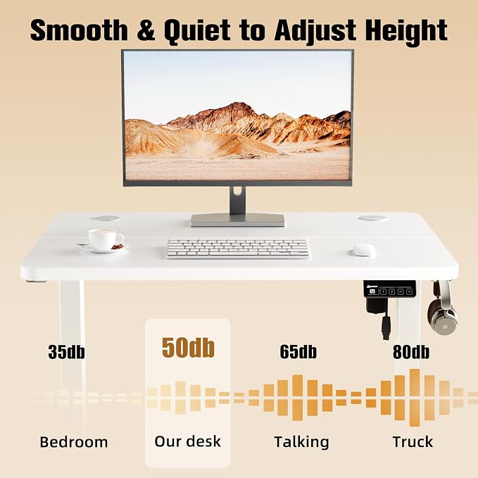 Small Standing Desk, 32"x24" Height Adjustable Sit-Stand Home Office, White | Electric Adjustable Standing Desk, Sit to Stand Computer Office Desk with Splice Board, Memory Preset, Lifts 28.7''-46.5"