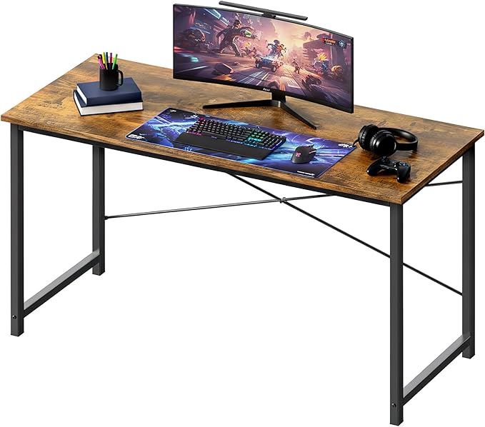 OLIXIS 40 Inch Computer Office Desk for Small Spaces, Writing Gaming Work Desk Modern Study Table with Storage Bag & Headphone Hook Home Bedroom, Rustic Brown