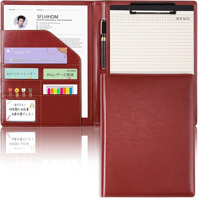 Padfolio Clipboard, Portfolio Organizer with Notepad, Premium PU Leather Clipboard Folder for Legal Pad, Versatile Clipfolio with Storage, Letter Size Document Holder for School Office