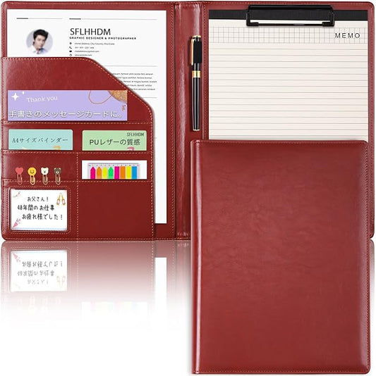 Padfolio Clipboard, Portfolio Organizer with Notepad, Premium PU Leather Clipboard Folder for Legal Pad, Versatile Clipfolio with Storage, Letter Size Document Holder for School Office