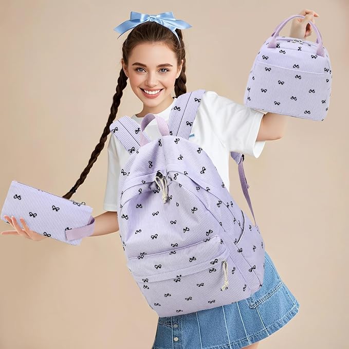 LEDAOU Backpack for Girls School Bag Kids Bookbag Teen Backpack Set Daypack with Lunch Bag and Pencil Case | Kids