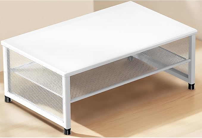 ECOLOVI 2-Tier Computer Monitor Stand Riser, Desk Organizer for Monitor, Printer & Laptop Stand, Desktop Workspace Organizers for Office Supplies(White)