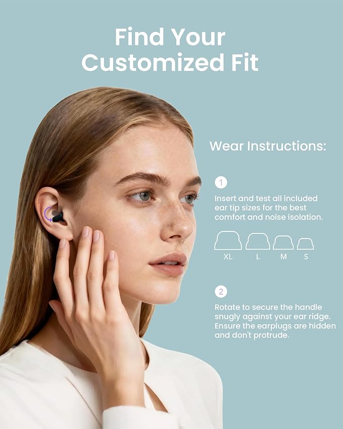 Dream Ear Plugs for Sleeping, 23dB Noise Reduction Soft Silicone Earplugs with Patented Qufits Eartips and Carry Case, Reusable Earplugs for Sleep, Work, Focus, Study, Travel - Mint