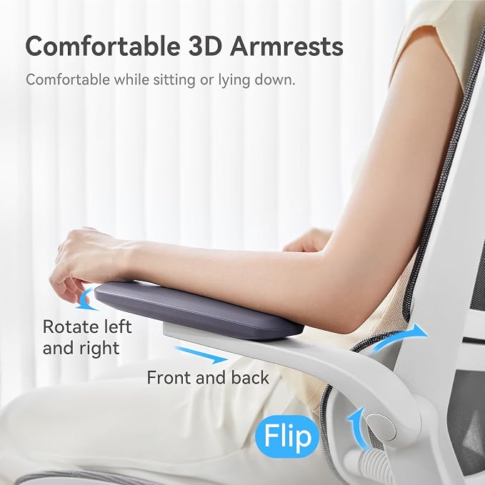 SIHOO M59AS Ergonomic Office Chair, Dual Backrest, Adaptive Lumbar Support | 3D Flip-Up Armrests, FULL Breathable Mesh, Reinforced Aluminum Base, 330 lb, Comfort That Moves With You, Grey