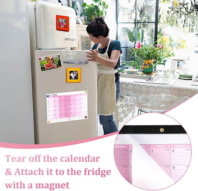 Desk Calendar 2026-2027, 14" X 11" Desktop Calendar 2026-2027, 18 Months Calander Runs from July. 2026 to Dec. 2027, Academic Monthly Planner for Home School Office (Pink)
