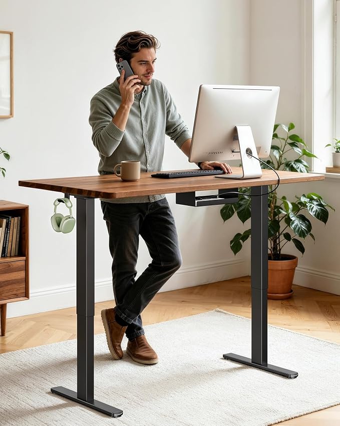 Marsail Dual Motor Standing Desk Legs, Electric Adjustable Desk Frame, 264 lbs Capacity, Fits Max 90″x 31.5″Desktop, 4 Memory Height Settings, Sit Stand Desk Legs with Cable Tray & 2 Hooks, Frame Only