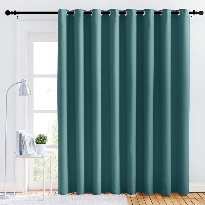 NICETOWN Window Drape Long Curtain - (120 inches Wide x 84 inches Long, Sea Teal, 1 PC) Living Room Panel Grommet Top Window Treatment for Hall & Guest Room