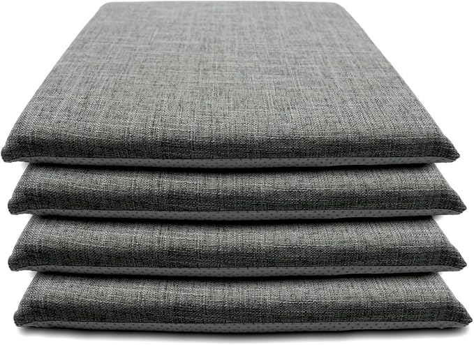 Lifup 4 Pack Chair Cushion Memory Foam Pads, Square Non-Slip Thick Dining Chair Cushions with Ties and Removable Cover for Home Office Restaurant Chair Pads Grey 2 18 x 18 Inch | Memory Foam Pads, Non-Slip, Thick, Removable Cover with Ties, Seat Cushio...
