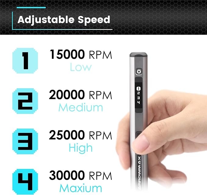Electric Mini Engraving Pen, HollowCup Motor, 42 Bits with Aluminum Case, OLED, Magnetic Charge, Mini Cordless Rotary Tool, Engraving Pen for Bead, Metal, Wood, Glass and Plastic (SGS)