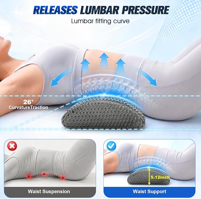 Lumbar Support Pillow,Ergonomic Memory Foam lumbar pillow for chair and Bed ,lower back support pillow for couch,Lower Back Pain Relief and Spine Support,lower Back Pillow,Car Seat Couch-Gray
