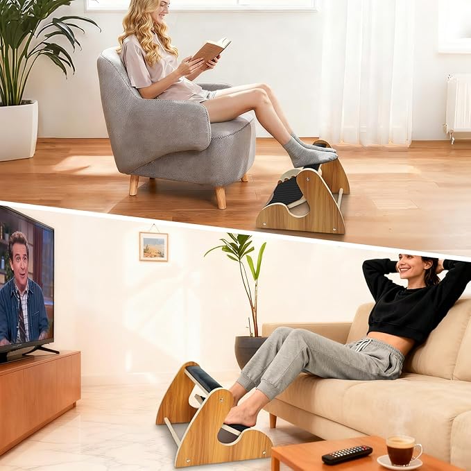 Dual-Layer Wooden Foot Rest Under Desk – Rocking Massage Pad & Cushioned Top, Ergonomic Foot Stool