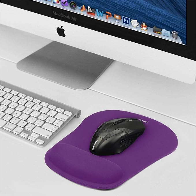 TECKNET Ergonomic Mouse Pad with Wrist Support | Soft Memory Foam, Fast Rebound, Pain Relief，Waterproof Surface, Non-slip Base