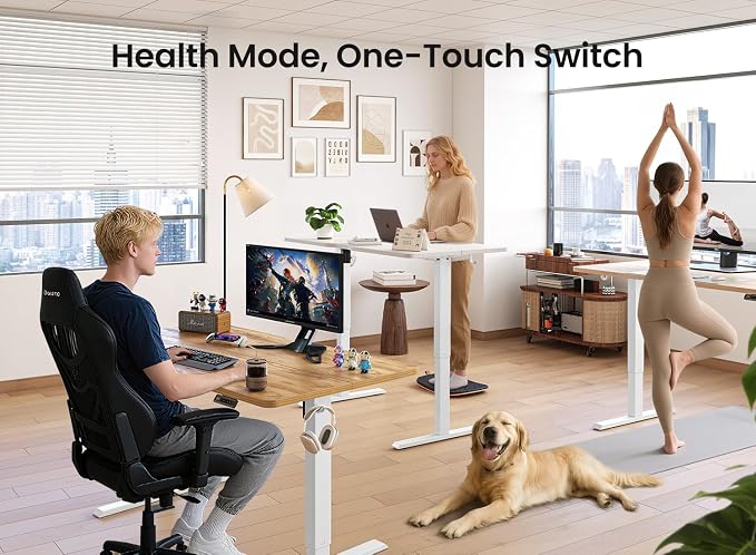 CubiCubi 55 x 24 Standing Desk, Height Adjustable Electric Computer Desk, Sit Stand up Home Office Workstations, White
